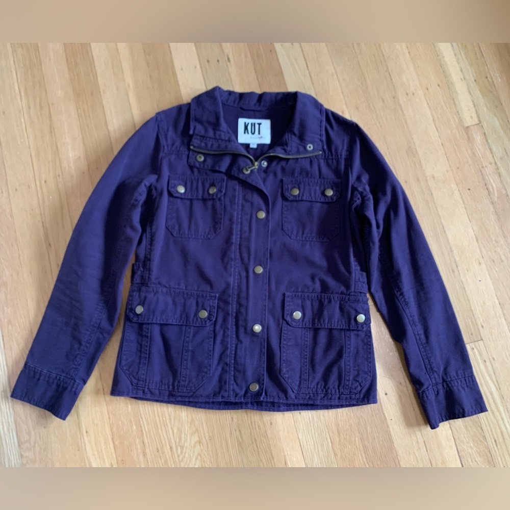 EUC KUT FROM THE KLOTH EGGPLANT PURPLE 100% COTTON JEAN JACKET SIZE S